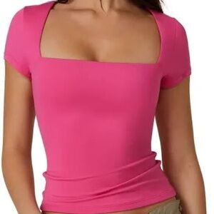 Live In The Moment | Hot Pink Square Neck Top